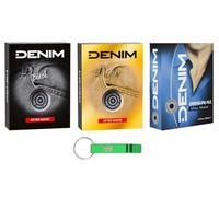 3 paquetes de prueba para después del afeitado DENIM Original + Black + Gold - Perfecto para la piel fresca, 100 ml + llavero Beni Culinari gratuito