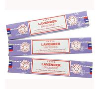 3 paquetes de varillas de incienso Satya Nag Champa de lavanda de 15 g con insignia de recuerdo de Sterling Effectz