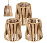 3 paralumis de ratán boho de repuesto en mimbre (altura 14 cm) para lámpara colgante, lámpara de pie, lámpara de mesa, lámpara colgante y plafón, accesorios para paralumin boho (estilo 2)