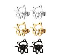 3 Parejas Pendientes De Sementales Animales Lindos Aretes Gato Adornamiento Acero Inoxidable Perforación Joyas Pernos Orejas Para Mujeres Joyas Resistentes Desvanecimiento