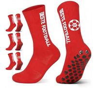 3 pares Calcetines Antideslizantes Futbol, 39-42 Calcetines Deportivos para Hombre Mujer & Niños,Transpirable Medias Futbol Absorbe Sudor Football Socks para Fútbol,Baloncesto,Tenis, Rojo