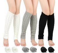 3 Pares Calentadores Piernas Mujer, Calentadores Niña, Legwarmers, Invierno Calentadores Legwarmers para Botas Botines, Calentadores Piernas Punto por Encima de la Rodilla Sin Pies para Mujeres Niñas