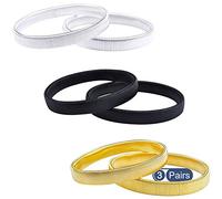 3 pares Camisa Titulares De La Manga, Soportes Antideslizantes Elásticos Brazaletes de Metal, Ligas de Estiramiento de Banda para Hombres Mujeres (Oro Negro Plata)