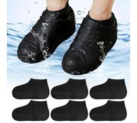 3 Pares Cubre Zapatos Impermeable Lluvia,Cubrezapatos Impermeable,Protector Calzado Lluvia,Protector Zapatos Lluvia,Reutilizables,Antideslizante,de Silicona,para Nieve,Caminos Fangosos,Negro