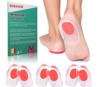 3 pares de almohadillas de gel para fascitis plantar, almohadillas de gel de silicona para el dolor de talón, espolón óseo y dolor de Aquiles, cojines de talón y copas de gel, almohadilla y soporte absorbente de golpes (rojo-S)