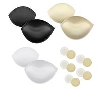 3 pares de almohadillas para sujetador extraíbles con 5 pares de parches para el pecho no tejidos, protector para sujetador, relleno para sujetador deportivo (negro, blanco, beige)