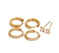 3 pares de aretes para mujeres y niñas, aretes clásicos de aro con diamantes de imitación, no repetitivos, adecuados para fiestas de la vida cotidiana, aretes de declaración, cumpleaños, Navidad