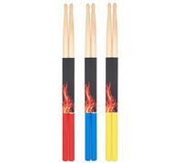 3 pares de baquetas 5A de arce, accesorios de tambor con punta de madera multicolor