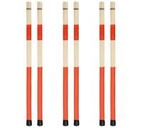 3 pares de baquetas de bambú Red Hot Rod, baquetas silenciosas para jazz, folk, actuaciones en lugares pequeños, perfectas para tocar bajo volumen, agarre cómodo