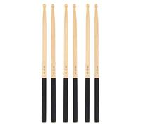 3 pares de baquetas de madera 5A para tambor con asas antideslizantes negras para niños y adultos, instrumentos musicales, accesorios de percusión