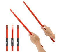 3 pares de baquetas de nailon 5A con asas antideslizantes para niños, adultos, principiantes, prácticas, cardio (rojo)