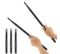 3 pares de baquetas de nailon 5A con asas antideslizantes para niños, adultos, principiantes, prácticas, cardio (negro)