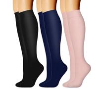 3 pares de calcetines comprimidos que aumentan el rendimiento, alivio de la fatiga, calcetines largos para un estilo de vida activo y cuidado diario de las piernas, calcetines para correr y ciclismo