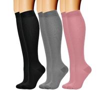 3 pares de calcetines comprimidos que aumentan el rendimiento, alivio de la fatiga, calcetines largos para un estilo de vida activo y cuidado diario de las piernas, calcetines para correr y ciclismo