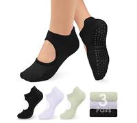 3 pares de calcetines de agarre para pilates, calcetines de yoga antideslizantes para mujer, pilates, barra pura, entrenamiento descalzo, embarazo, hospital