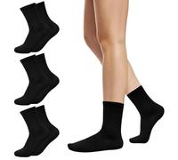 3 pares de calcetines de algodón con dos rayas de color sólido, estilo casual, estilo retro, para correr, para mujeres y niñas, B 3 pares - Negro, Talla única