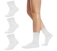 3 pares de calcetines de algodón con dos rayas de color sólido, estilo casual, estilo retro, para correr, para mujeres y niñas, B 3 pares - Blanco, Talla única