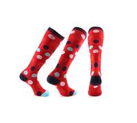 3 Pares de Calcetines de Compresión Para Hombres Y Mujeres. Adecuados Para Correr, Enfermeras, Viajes Aéreos Y Embarazadas. Fantasía de Fantasía Rojo L/Xl