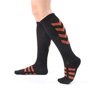 3 Pares de Calcetines de Compresión Para Mujeres Hombres-Mejores Médicos, Calcetines de Rodilla Anti-Fatigu Naranja, Grande, Grande
