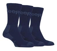 3 pares de calcetines de lujo Jeep Terrain para hombre, suela acolchada, para caminar, senderismo, trabajo, talla 39-45, azul marino, 6-11