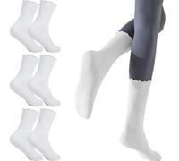 3 pares de calcetines de pilates con agarres antideslizantes con volantes, calcetines de yoga para ballet, baile, entrenamiento descalzo, calcetines para embarazadas, 3 pares, color blanco, Altoa