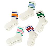 3 pares de calcetines de pilates para mujer yoga antideslizantes vintage rayas calcetines antideslizantes calcetines deportivos para ballet barre danza trampolín hospital fitness hogar, Verde+naranj