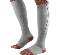 3 Pares de Calcetines de Rodilla Unisex Calcetines de Compresión Para Mujer, Puntera Abierta, Antifatiga, Calcetines Elásticos, Calcetines Grises, Altura 33 Cm