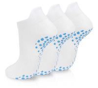 3 pares de calcetines de yoga antideslizantes para mujer, calcetines de tobillo antideslizantes para pilates, talla 4-8, para fitness barre, ballet, baile, entrenamiento en casa, blanco, 32-36