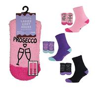 3 pares de calcetines divertidos para hombre o mujer, suaves, esponjosos, acogedores, con suela con eslogan, Para mujer, 4-7