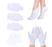 3 pares de calcetines hidratantes, trae 1 par de guantes hidratantes, calcetines hidratantes de algodón, calcetines hidratantes de loción, calcetines cómodos y transpirables, unisex (blanco)