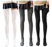 3 Pares De Calcetines Más Anchos Y Más Grandes,Medias Para Botas, Calcetines Hasta El Muslo,Punto De Algodón Extralargo, Grueso,Alto,Calentadores De Piernas Para Mujer,Negro + Blanco + Gris Oscuro
