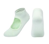 3 pares de calcetines yoga for mujer con agarre, antideslizantes, transpirables, sin espalda, hasta el tobillo, for ballet, baile, deportes, pilates, fitness y gimnasio Para Yoga, Danza(Light Green)