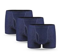 3 Pares de Calzoncillos para Incontinencia Hombre 250 ml Boxer de Algodón Lavable y Reutilizable con Almohadilla Absorbente Ropa Interior Absorbente Azul Talla L