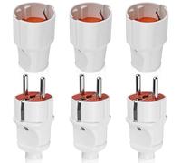 3 pares de conectores Schuko, enchufe Schuko y acoplamiento Schuko, enchufe de protección de contacto de PVC + acoplador, color blanco, 2 pines, 220 V, puede utilizarse para cable de 0,5 - 2,5 cm²