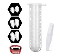 3 pares de dientes de vampiro con pegamento, colmillos para fiesta de Halloween, cosplay de hombre lobo de terror, dentaduras de vampiro, accesorios para fiestas de terror
