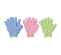 3 Pares De Guante Exfoliante Corporal, Manoplas Baño, Guantes Exfoliantes Doble Cara, Accesorios De Baño, Exfoliantes De Cinco Dedos Para Mujeres Ducha Spa Masaje - Verde, Azul, Rosa