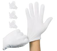 3 pares de guantes de algodón blanco, guantes de algodón de primera calidad para dormir manos secas, guantes blancos para hidratar las manos, mujeres y hombres, guantes de tela para eccema, guante de