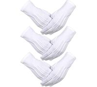 3 Pares de Guantes de Algodón de Nylon Guantes de Disfraz de Desfile Blancos para Guardia de Honor Formal Tuxedo de la Policía y Ocasiones Especiales (Diseño de 3 Costuras)