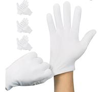 3 pares de guantes de algodón Guantes hidratantes blancos,Guantes de algodón blanco para manos secas,Hidratación, Eczema cosmético, Guantes de tela elástica para manos secas,L