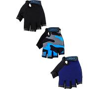 3 Pares de Guantes de Bicicleta para niños, Medio Dedo, Guantes de Entrenamiento sin Dedos, Gel Antideslizante para Bicicleta y Motocicleta (Elegante, 6-12 años)