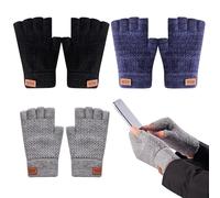 3 Pares De Guantes De Medio Dedo, Guantes Resistentes Al Frío, Guantes Cálidos De Otoño E Invierno, Guantes De Punto, Guantes Sin Dedos, Guantes Elásticos Suaves