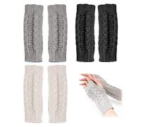 3 pares de guantes giratorios para mujer, guantes tejidos no tejidos, cálidos en otoño e invierno, guantes sin dedos a la moda, adecuados para exteriores, ciclismo y viajes