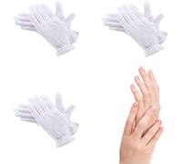 3 pares de guantes hidratantes de algodón blanco para la noche y la hora de acostarse, calidad superior, para manos secas, eczema, belleza, piel sensible e irritada, talla única - unisex