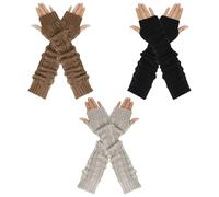 3 Pares De Guantes Largos, Guantes De Punto, Guantes Sin Dedos, Guantes Cálidos Y Resistentes Al Frío, Guantes Elásticos