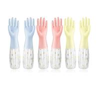 3 pares de guantes limpieza for lavavajillas, goma reutilizables, antideslizantes, for lavandería, cocina, jardinería, hogar Para La Industria Del Agua, Jardinería, Agricultur(Random Color 50cm)