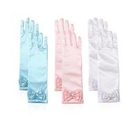 3 Pares De Guantes Para Disfraz De Escenario Para Niños, Guantes De Vestir Para Niños, Guantes Largos De Satén, Accesorios Para Juegos De Rol