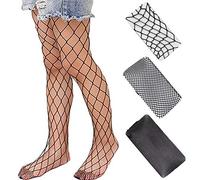 3 pares de medias de malla para niños y niñas pequeñas ahueca hacia fuera Pantyhose muslo de malla alta mallas con pies Leggings - negro - Large
