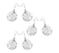 3 Pares de Pendientes de Bola de Espejo Reflectantes, Pendientes de Discoteca, Plástico