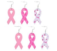 3 Pares De Pendientes De Cáncer De Mama Cuero Mujer