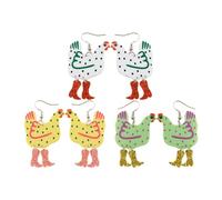 3 pares de pendientes de gallo, pendientes acrílicos, divertidos lunares, regalos extraños, novedosos, regalos divertidos, dibujos animados, adecuados para cumpleaños, fiestas de disfraces